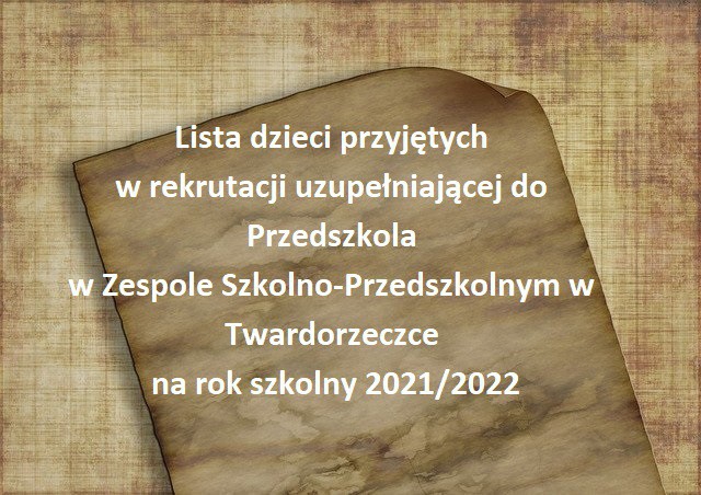 Lista dzieci przyjęta w postępowaniu uzupełniającym