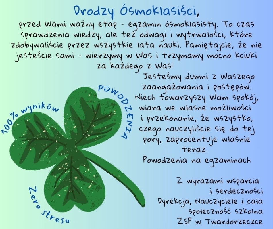Egzamin ósmoklasistów - Powodzenia